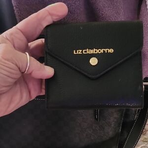 Liz Claiborne Black Leather Wallet And Liz Claiborne Purse Combo
